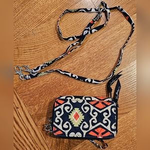 Vera Bradley wallet with short and long straps 5.5"x4" blue red white green